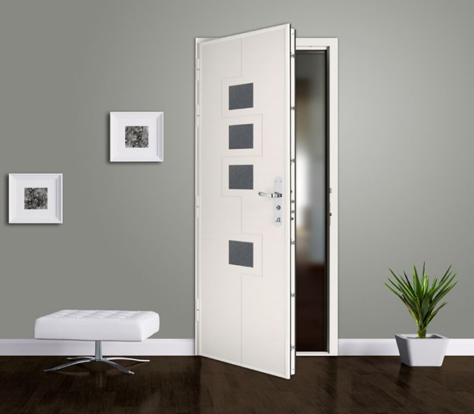 Porte blindée blanche transparente